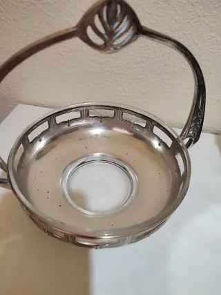 Centro de mesa antiguo cristal y metal