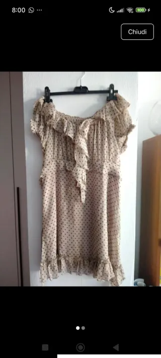 Miniabito a pois beige