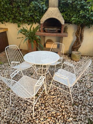 Mesa y 4 sillas vintage hierro forjado