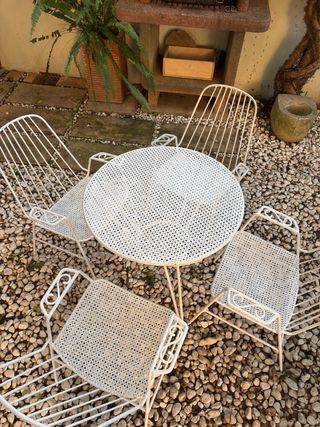 Mesa y 4 sillas vintage hierro forjado