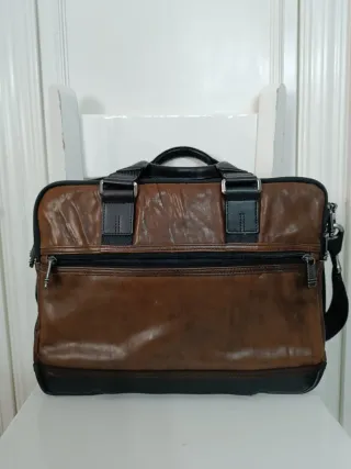 Bolso Tumi Piel Auténtica Marrón y Negro