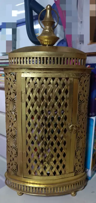 Farol decorativo dorado metal