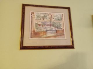 Acuarela Richard Akerman Marco Madera y Oro