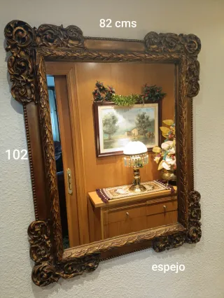 Espejo Marco Clásico Madera y Dorado