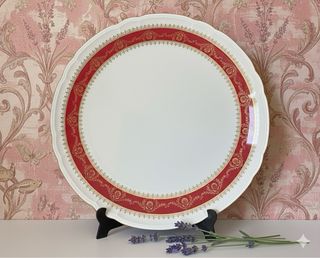 🇫🇷 Bandeja Redonda Grande Porcelana Roja