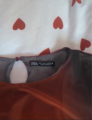Top Zara fiesta naranja y rojo Talla S