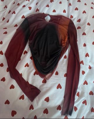 Top Zara fiesta naranja y rojo Talla S