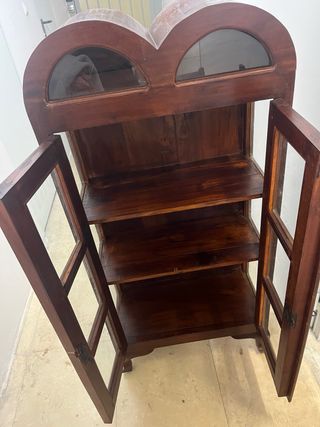 Vitrina antigua de madera maciza cristal rústica