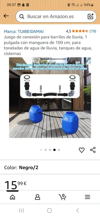 Juego conexión barriles lluvia 1 pulgada