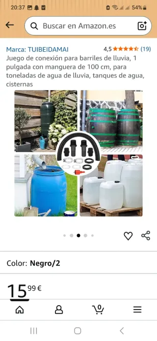 Juego conexión barriles lluvia 1 pulgada