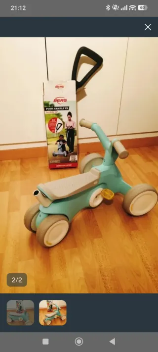 Bicicleta Berg Go2 Mint con Empujador