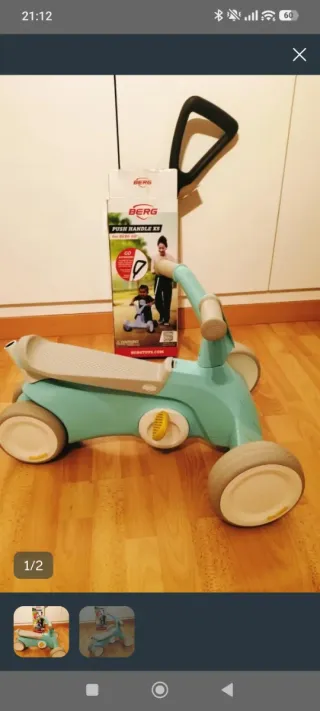 Bicicleta Berg Go2 Mint con Empujador