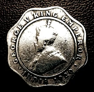 Moneda Antigua India 4 Annas