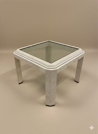 Mesa auxiliar cristal y piedra