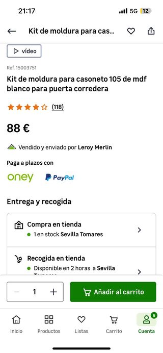 Puerta Blanca Interior Leroy Merlin y KIT MOLDURA