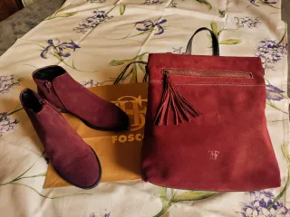 Botines de ante granate talla 38