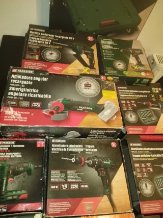 Lote Herramientas Parkside: Taladro, Amoladora, So