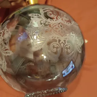 Lámpara colgante techo cristal azul y dorado