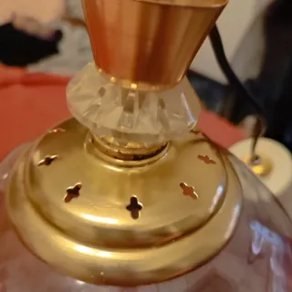 Lámpara colgante techo cristal azul y dorado