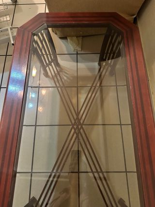 Mesa centro cristal y madera