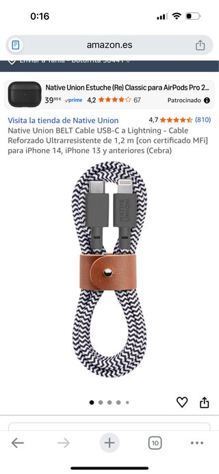 Cable USB-C a Lightning Native Union