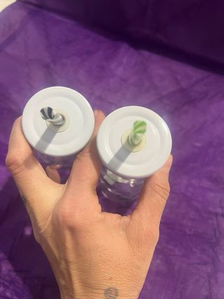 Set 2 Bicchieri Vetro con Cannuccia