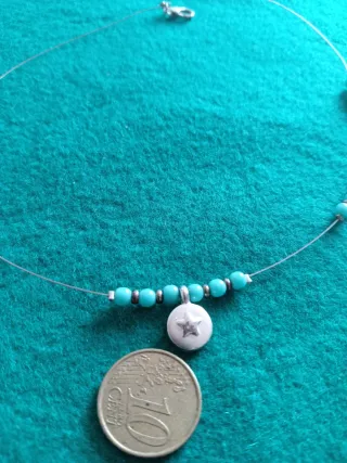 Collar, gargantilla vintage plata ley con turquesa