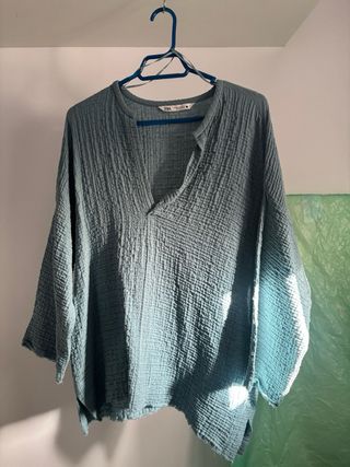 Kaftán Zara Talla Única Verde Azulado