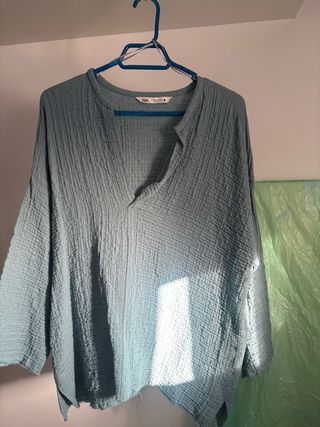 Kaftán Zara Talla Única Verde Azulado