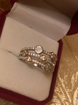 Anello elegante argento e oro misura 8