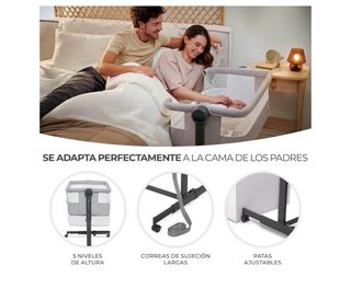 Cuna colecho Kinderkraft gris