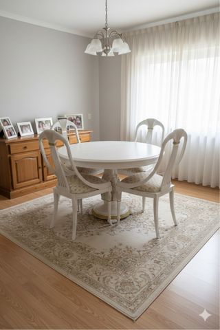 Mesa redonda extensible con 6 sillas