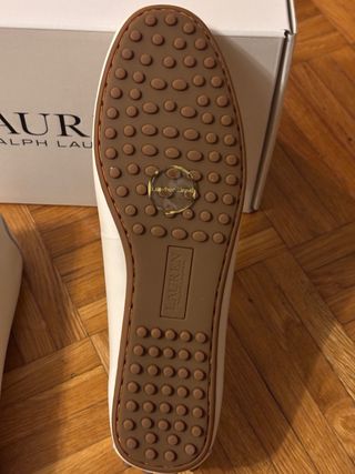 Mocassini Polo Ralph Lauren bianchi con logo oro