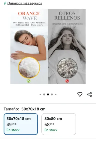 Almohada Orange Wave Plumas Lujo RDS