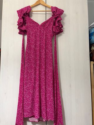 Vestido Lady Pipa Midi Estampado Rosa
