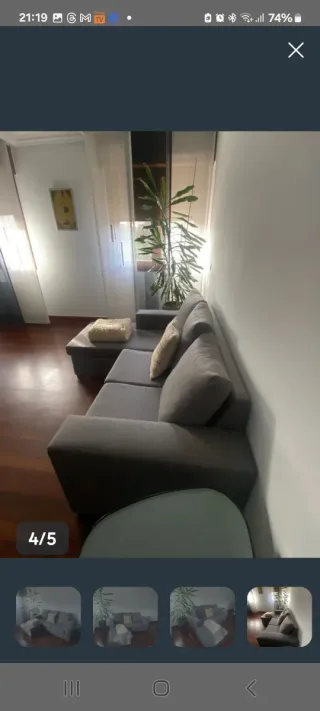 Sofá modular gris tela