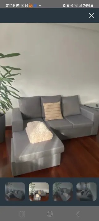 Sofá modular gris tela