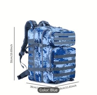 Mochila Táctica Senderismo 45L Azul/Gris