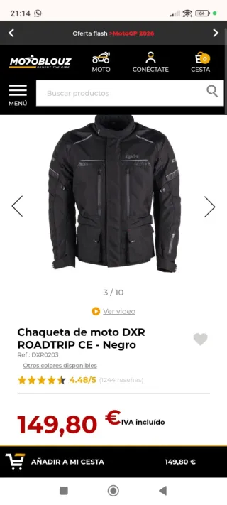 Chaqueta Moto DXR ROADTRIP CE Negra