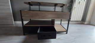 Tavolino da caffè regolabile in legno e metallo