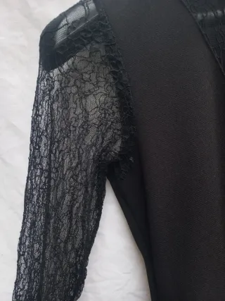 Vestito donna nero con pizzo tag 40 maniche lunghe