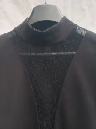 Vestito donna nero con pizzo tag 40 maniche lunghe