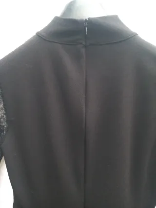 Vestito donna nero con pizzo tag 40 maniche lunghe