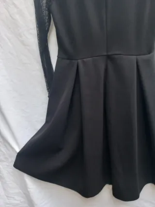 Vestito donna nero con pizzo tag 40 maniche lunghe