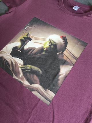 Camiseta Grinch burdeos M algodón única