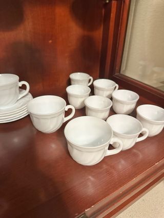 Juego de café porcelana tazas blancas