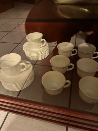 Juego de café porcelana tazas blancas