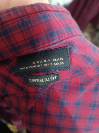 Camisa cuadros roja y negra - Zara talla S