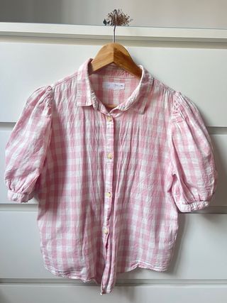 Camisa Zara cuadros vichy rosa