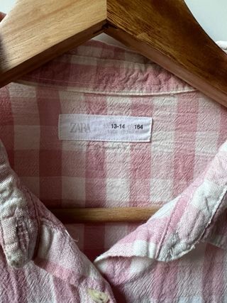 Camisa Zara cuadros vichy rosa